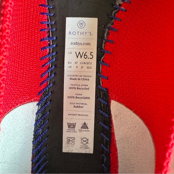 Rothy's The Point in Bright Red Women's Flats Size 6.5 - Picture 7 of 8